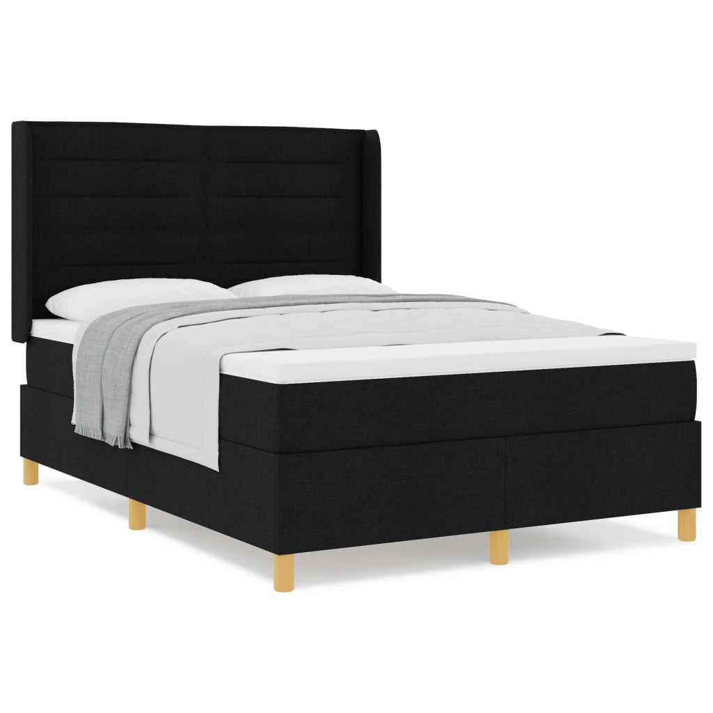 Letto Box Spring  con Materasso Nero 140x200 cm Tessuto