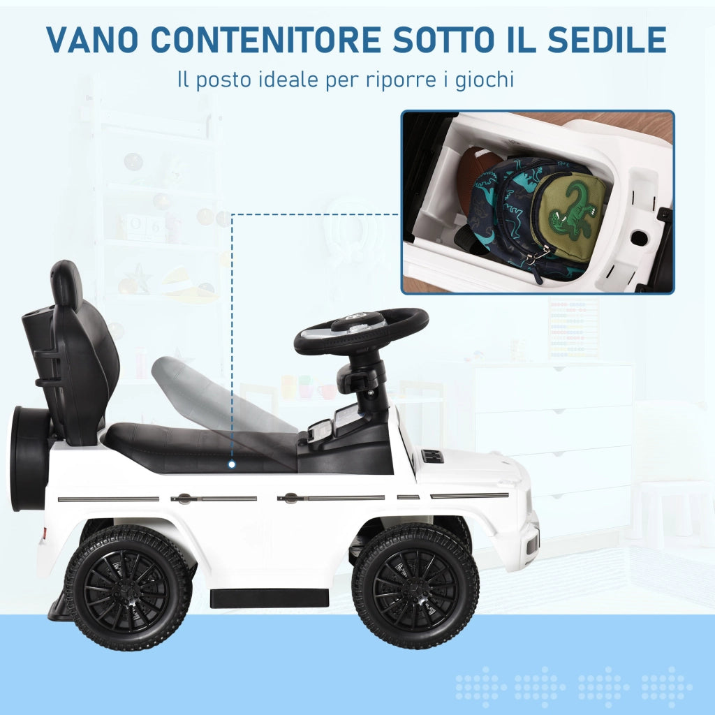 EasyComfort Macchina a Spinta per Bambini 12-36 Mesi con Licenza Mercedes, Tettuccio e Maniglia di Spinta, 85.5x40.5x95 cm, Bianco