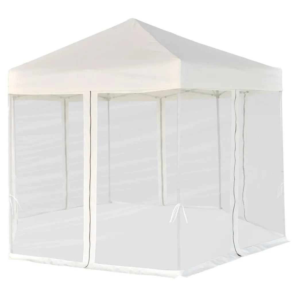 Gazebo Esagonale Pop-Up con 6 Pareti Bianco Crema 3,6x3,1 m 42109