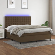 Letto a Molle Materasso e LED MarroneScuro 180x200cm in Tessuto 3135216