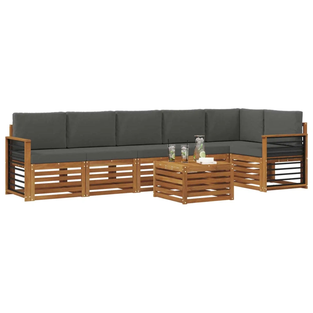 Set divano sezionale con cuscino 7 pcs Naturale e Antracite