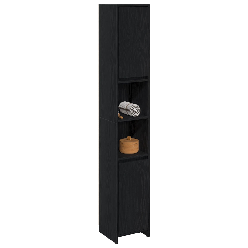 Mobile da bagno  Nero Rovere 30x30x183,5 cm Legno ingegnerizzato