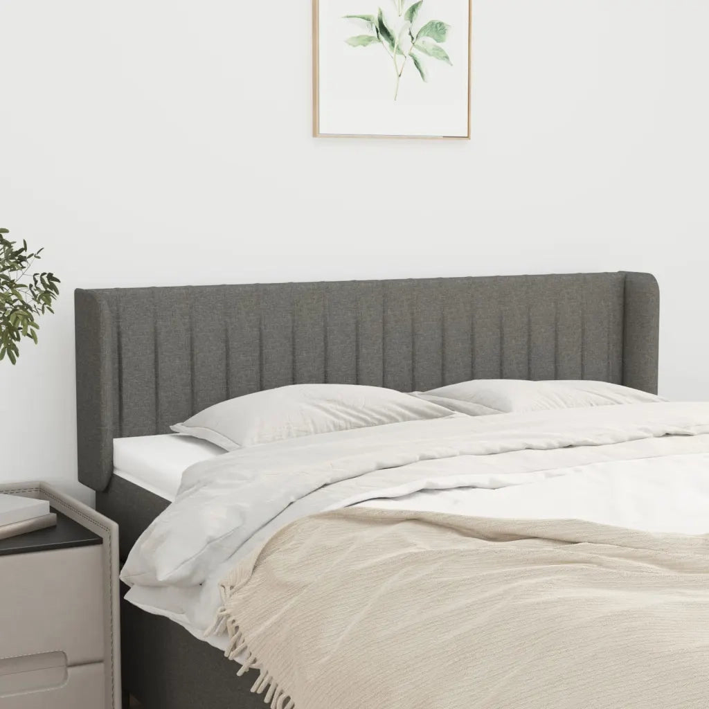 Testiera | Testata ad Orecchio Grigio Scuro 147x16x78/88 cm in Tessuto