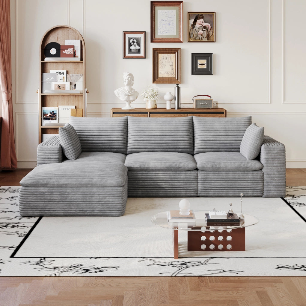 Divano modulare in tessuto grigio