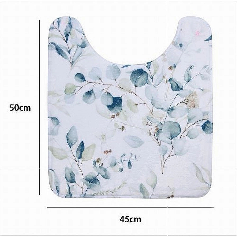 Trade Shop - Tappeto Tappetino Girowater Arredo Bagno 45x50cm Fantasia Con Fiori Foglie 87061 -