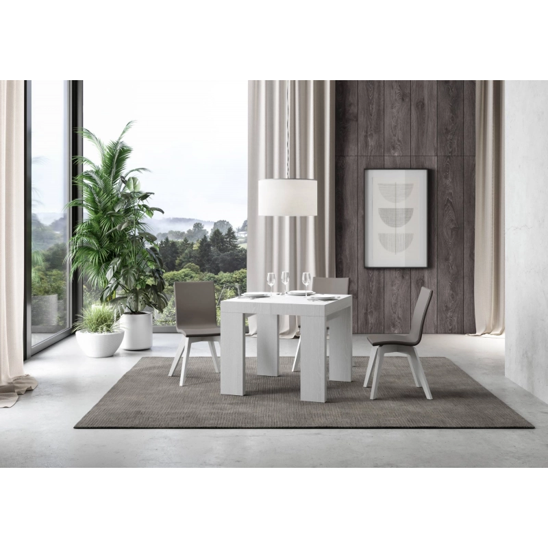 Tavolo allungabile 90x90/246 cm Roxell Premium - Bianco Frassino
