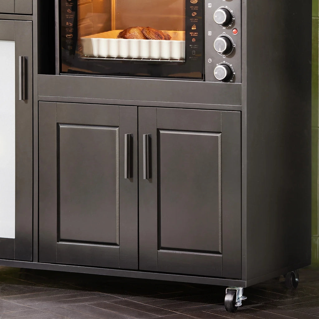 Credenza con ruote Mobile per Microonde da Cucina con 1 Cassetto, 3 Ante Armadio cucina 89x40x89cm colore nero FSB78-SCH SoBuy