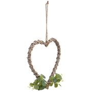 Decorazione cuore vimini con fiori da appendere 30x30x3h cm