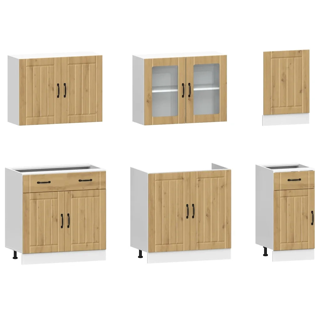 Set Mobili da Cucina 7 pz Kalmar Rovere Artigianale Truciolato 3314750