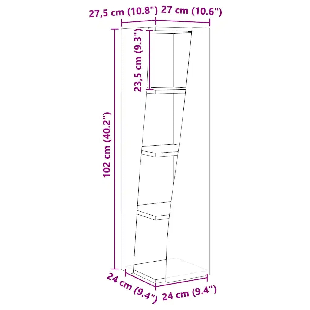 Mobile angolare Grigio cemento 27,5x27x102cm Legno multistrato 889848