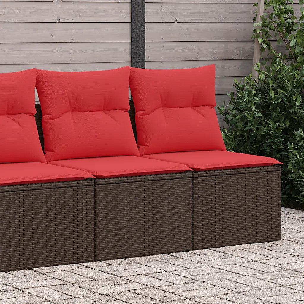 Set Divano Giardino 4 pz con Cuscini-Sofa da Giardino-Divanetto da esterno Marrone Polyrattan Acacia 883512