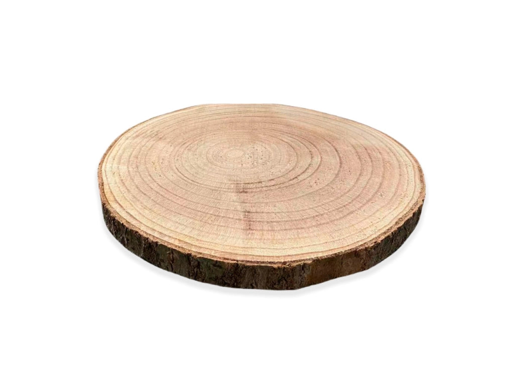 Dischetto Legno Rotondo Base Tronco Decorativo Sottopiatto Sottobicchiere - Diametro 24 - Naturale