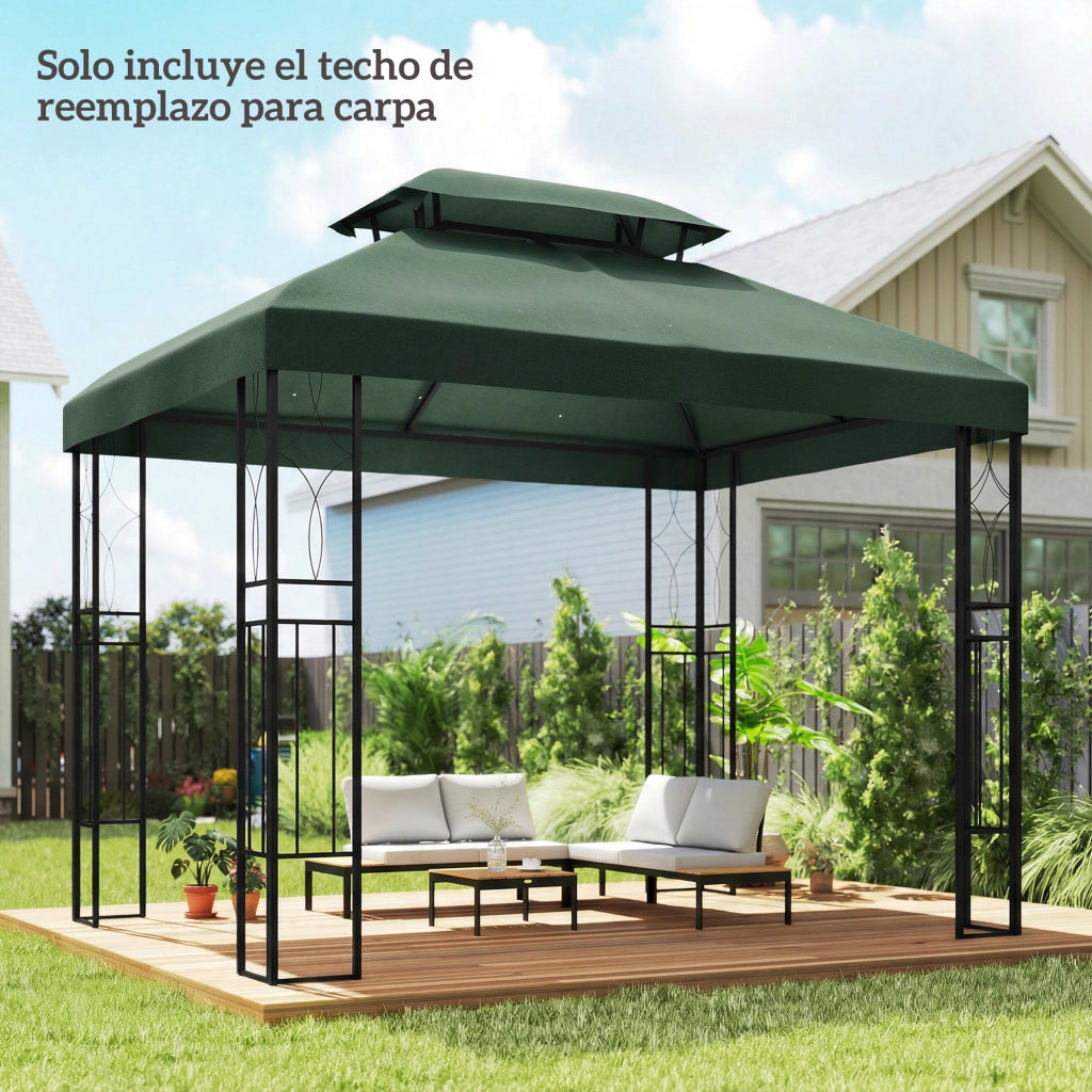 Toldo per Esterno 4x3 m ¨C zephmum ¨C Verde, Protezione UV, Doppio Tetto