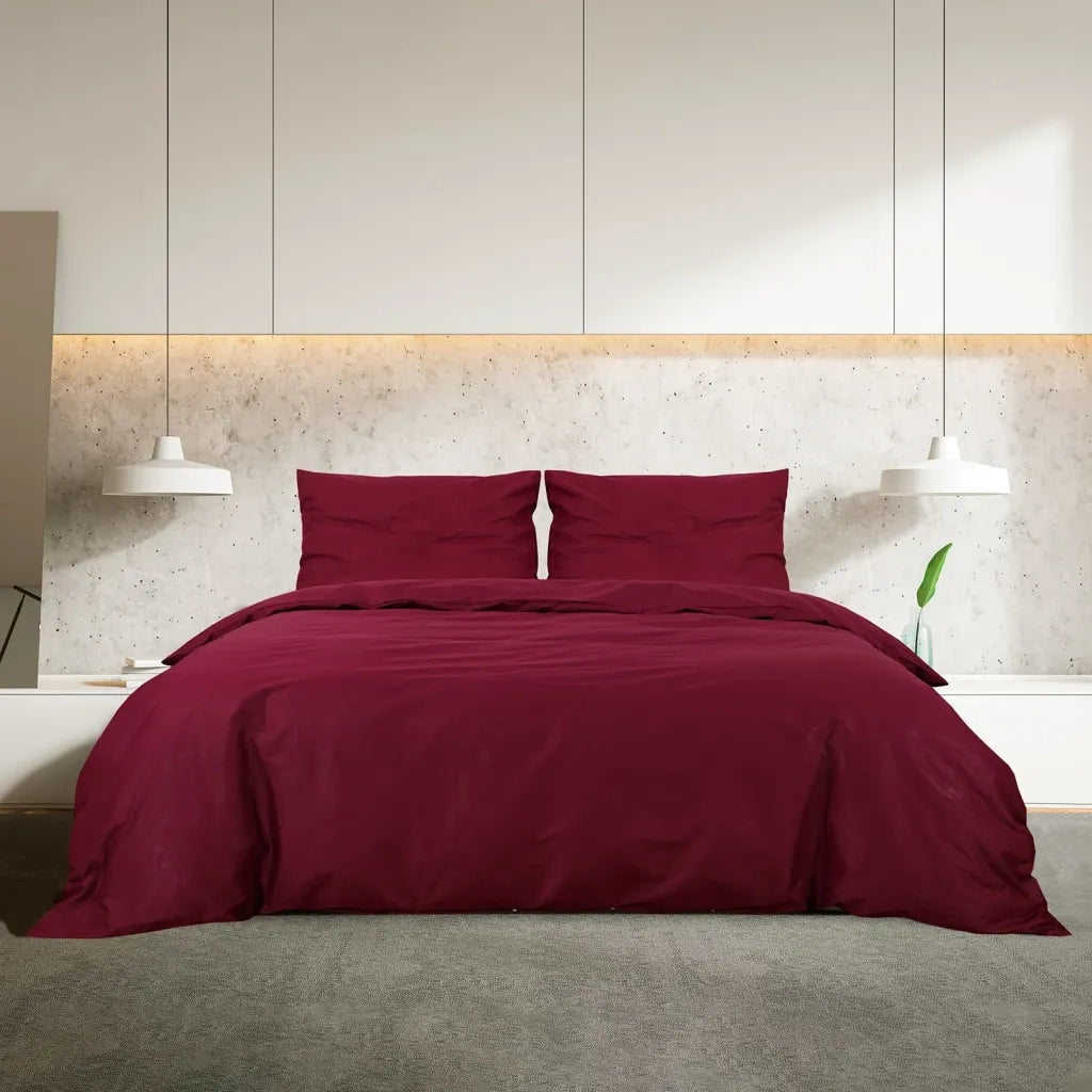 Set Copripiumino Bordeaux 200x200 cm in Microfibra Leggera CFW6337311