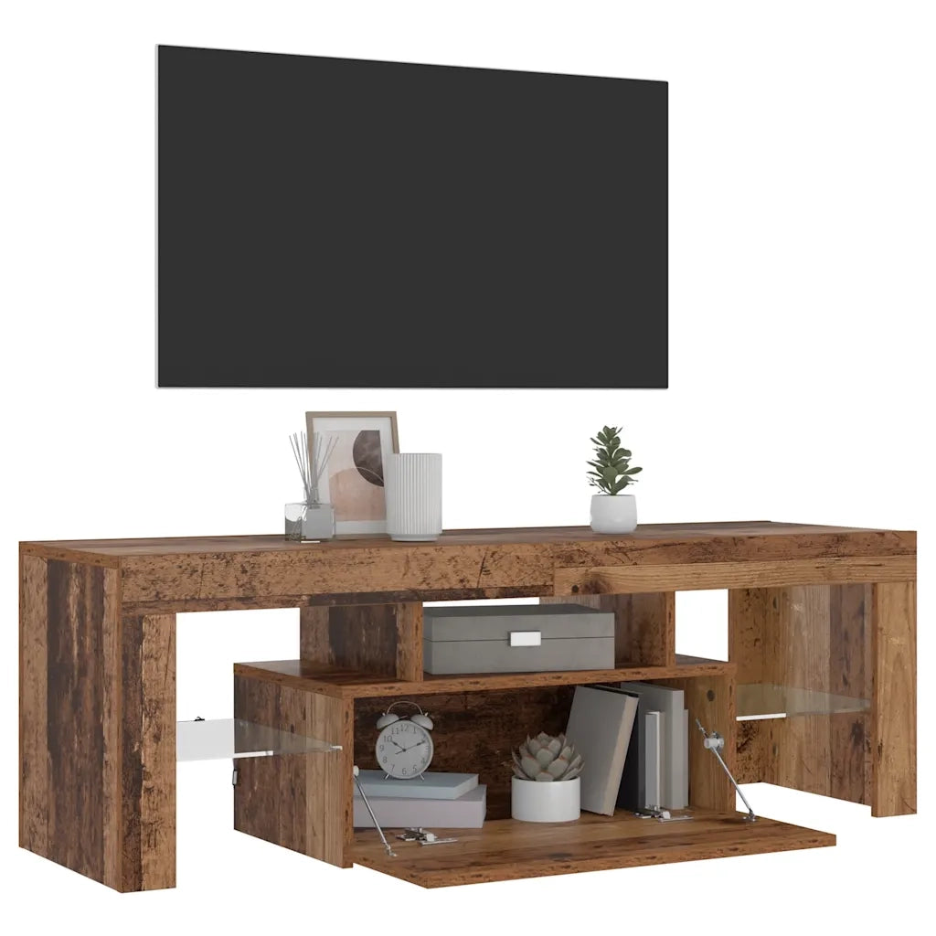 Mobile Porta TV con LED Legno Antico 120x36,5x40 cm Multistrato 856301
