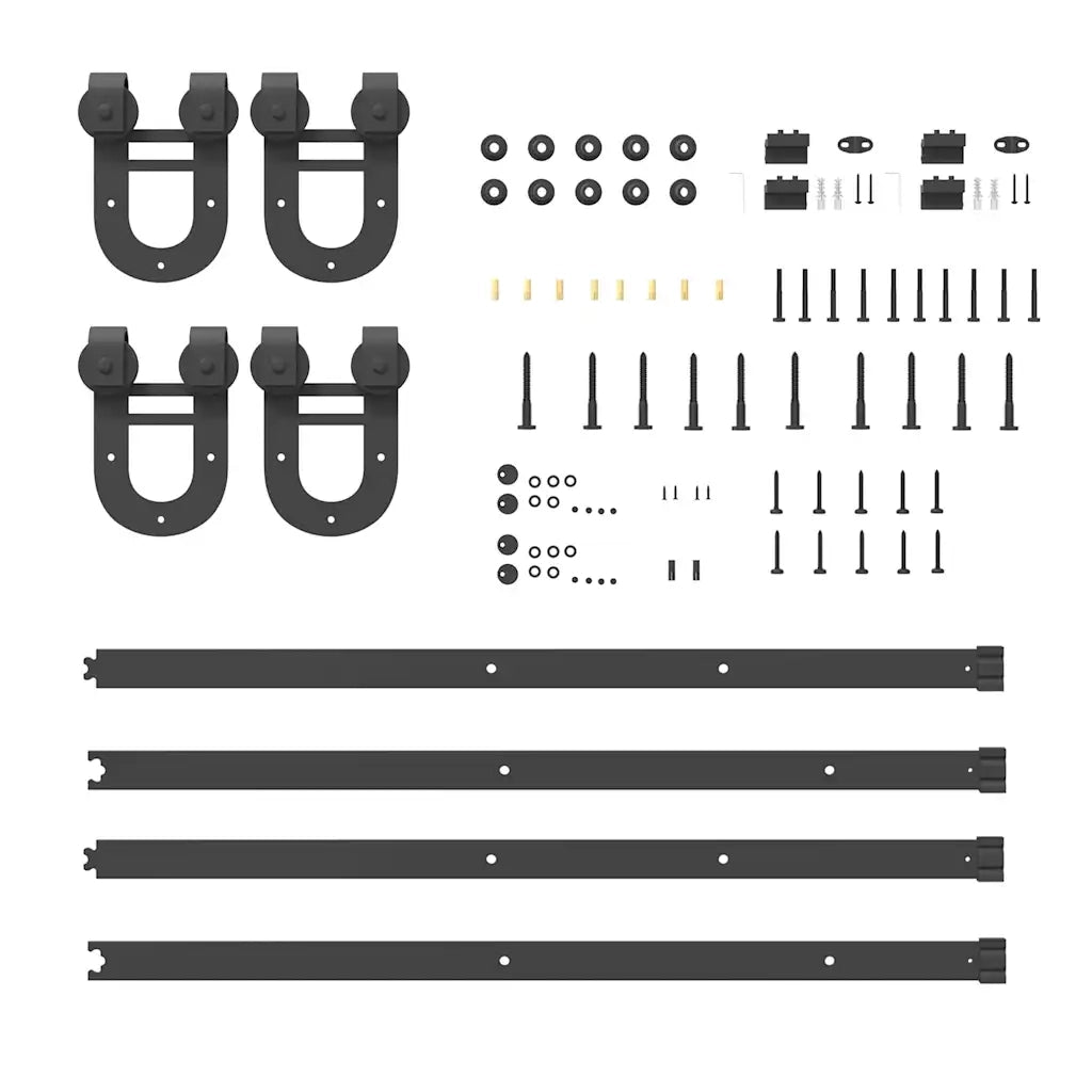 Kit di Binari per Porte Scorrevoli 366 cm Acciaio Nero 3295789
