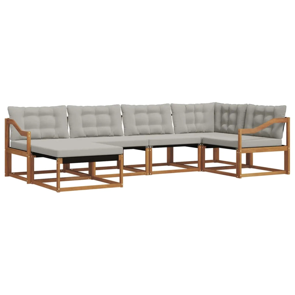 Set di divani da esterno 6 pcs Grigio Naturale e Chiaro