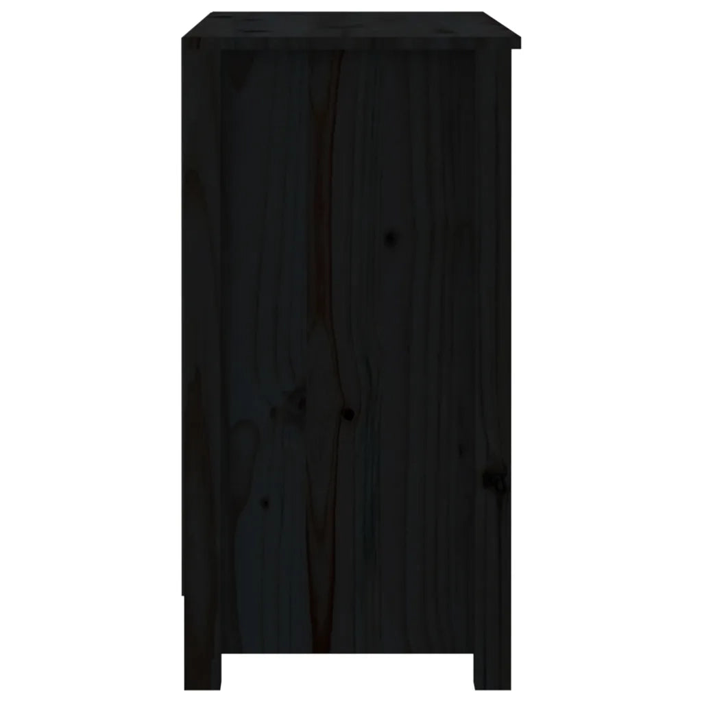 Libreria Nera 80x35x68 cm in Legno Massello di Pino