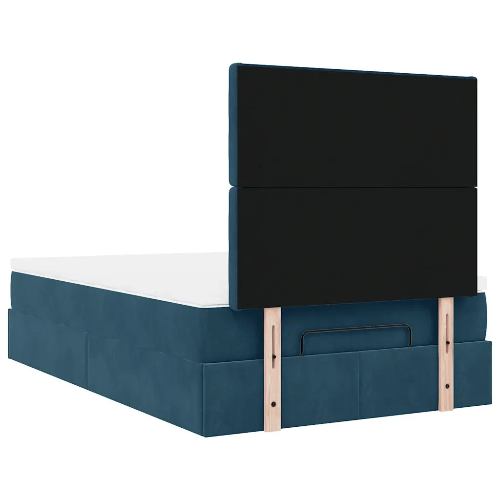vidaXL Struttura Letto Pouf con Materassi Blu Scuro 120x200 cm Velluto