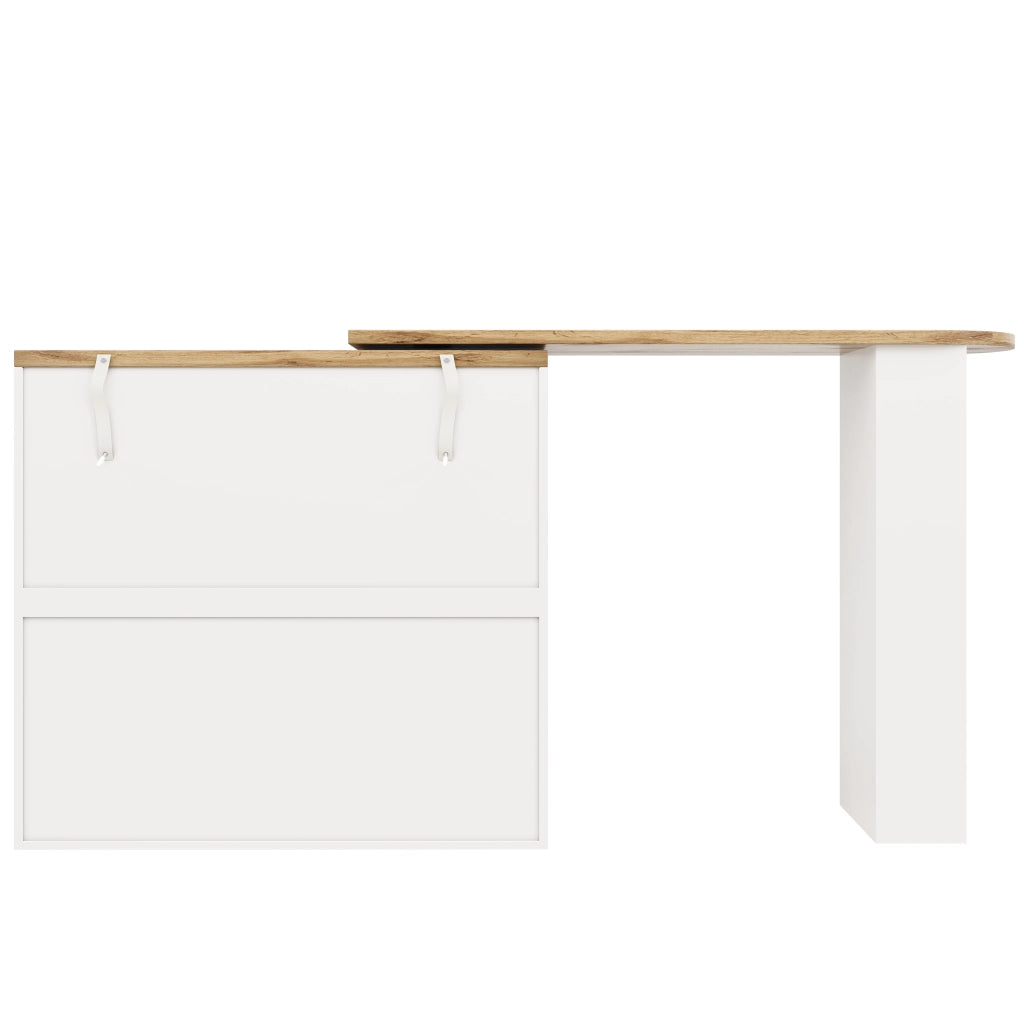 Mobile Contenitore con 4 Cassetti e 3 Ripiani Aperti Girevoli per Soggiorno Studio Sala da Pranzo in MDF Bianco
