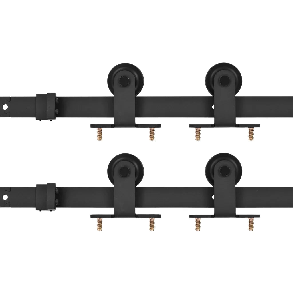 Kit di Binari per Porte Scorrevoli 2 pz 200 cm in Acciaio Nero 3059843