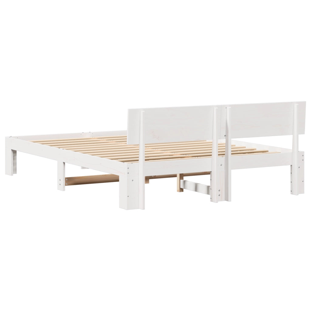Struttura letto con testiera bianca 140x200 cm Legno massello di pino