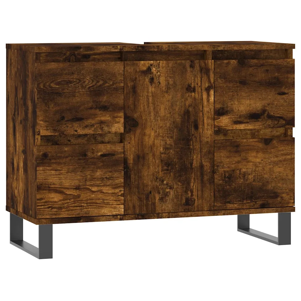 Armadietto Bagno Rovere Fumo 80x33x60 cm in Legno Multistrato 831665
