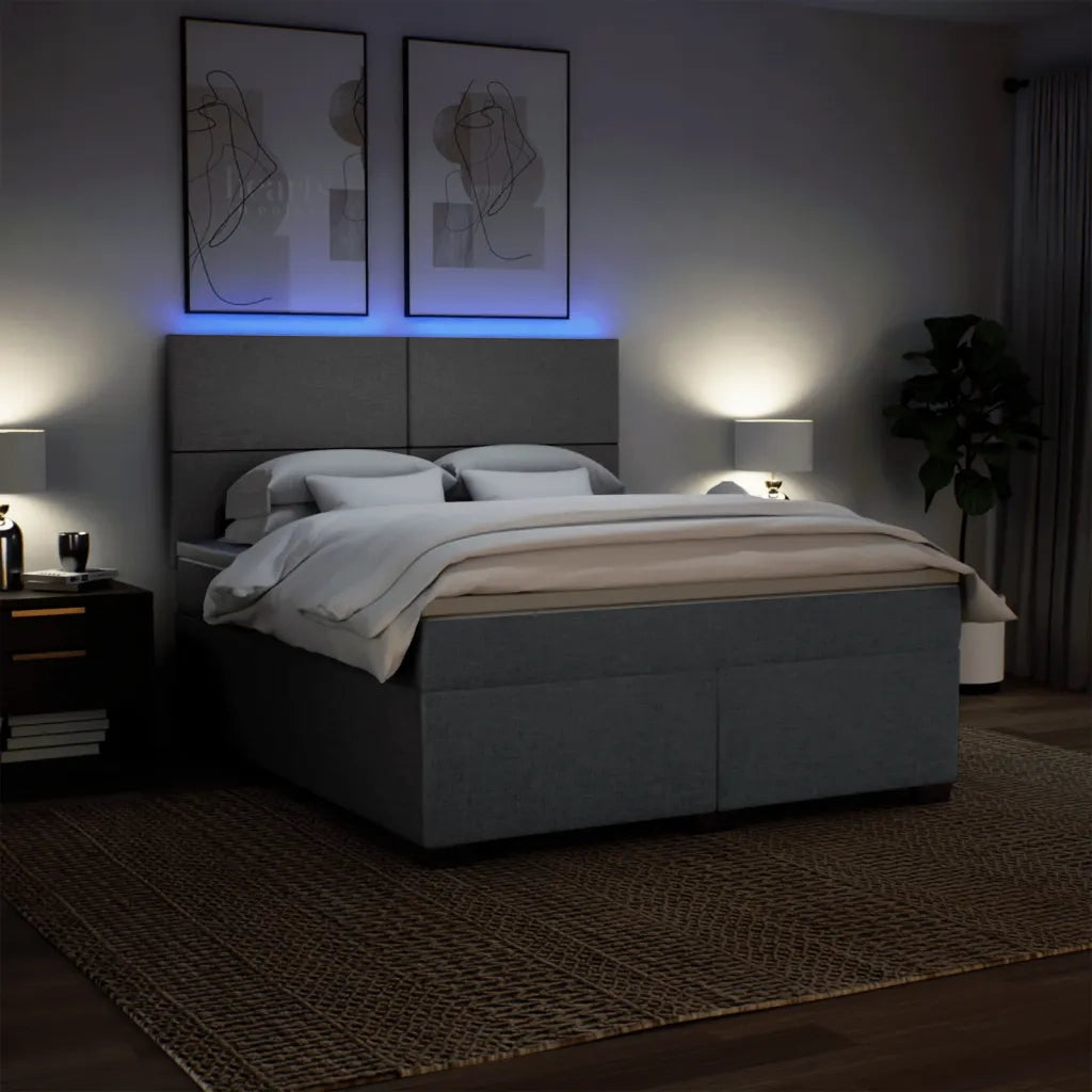 Giroletto a Molle con Materasso Grigio Scuro 180x200 cm Tessuto
