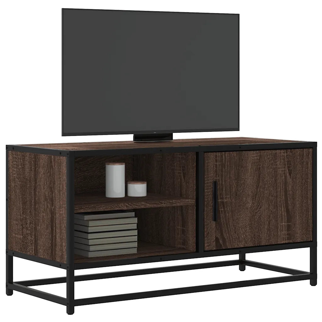 Mobile TV Rovere Marrone 80x34,5x40cm Legno Multistrato Metallo 848823