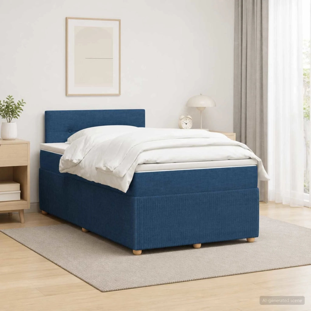 Letto box spring con materasso Blu 120 x 190 cm Tessuto 3452889