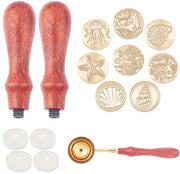 Kit per sigillatura a cera - 8 pezzi Testine di sigillatura a cera rimovibili - 4 pezzi Candelotti per sigillatura a cera - Spatola per sigillatura a cera fusa - 2 manici in legno per sigillatura di buste e carte - Decorazione creativa per sigillatura DIY