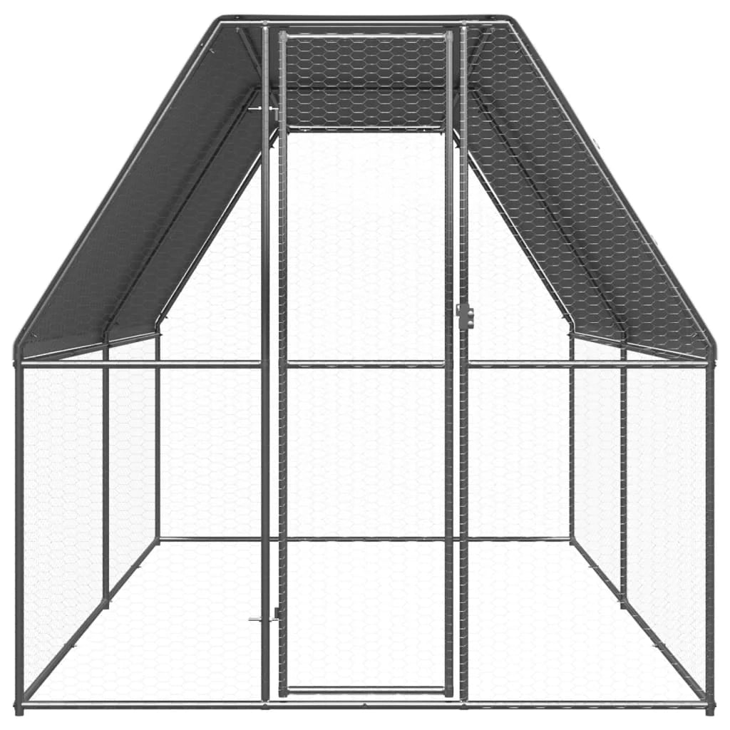 Pollaio recinto per polli da esterno 2 x 4 x 2 m acciaio zincato argento 02_0043993