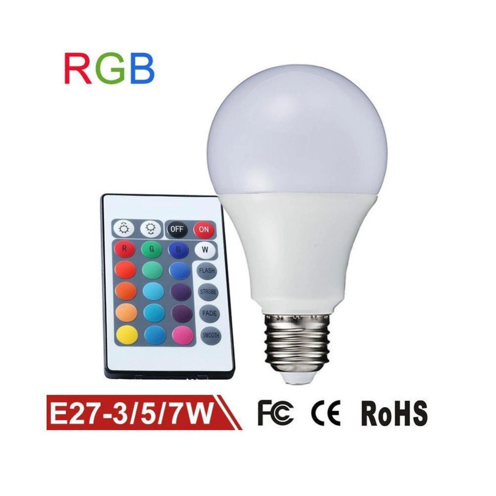 Trade Shop - Lampadina Lampada Faretto Led Rgb Con Telecomando Luce Multicolor E27 Da Interno -  3 Watt