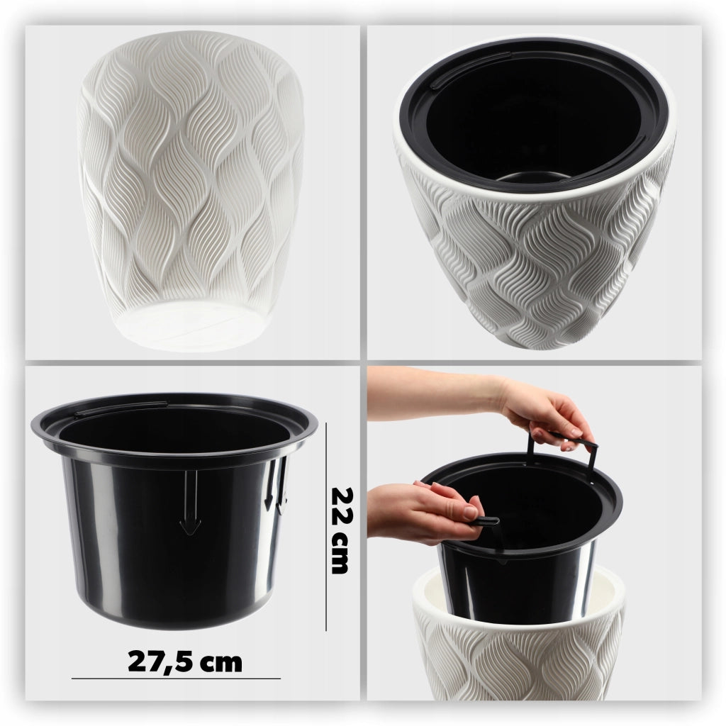 Vaso da fiori KADAX con inserto 42 cm, copertura per vaso da fiori in plastica alta