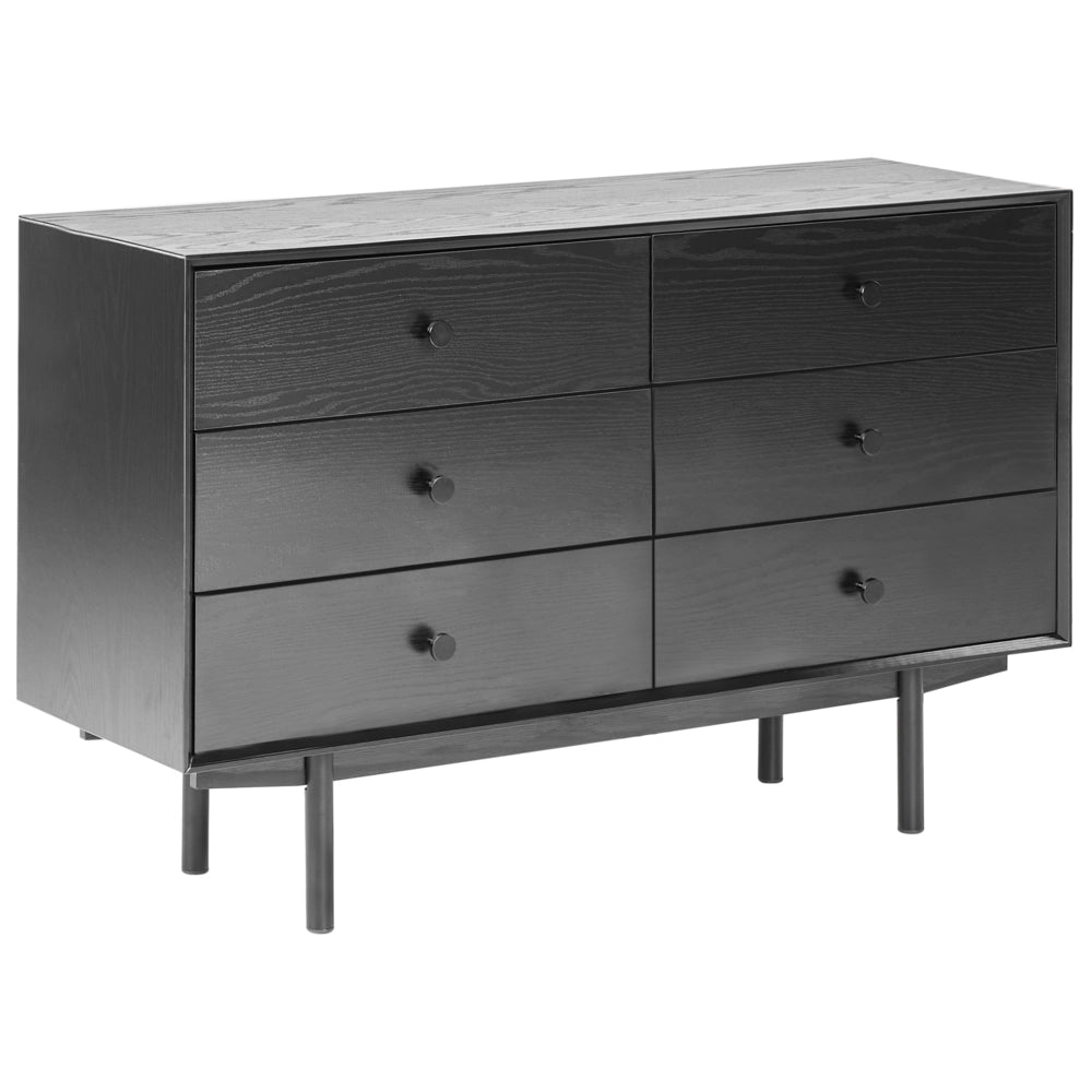 Cassettiera a 6 cassetti in truciolato nero MDF Moderna unità di archiviazione Soggiorno Camera da letto