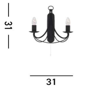 Applique Industrial-Nordico Maypole Acciaio Nero 2 Luci E14