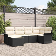 Set Divano da Giardino con cuscino 6 pcs Nero polyrattan