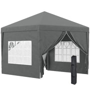 GAZEBO DA ESTERNO 3X3 M PIEGHEVOLE CON 4 PANNELLI LATERALI IN ACCIAIO E TESSUTO OXFORD GRIGIO