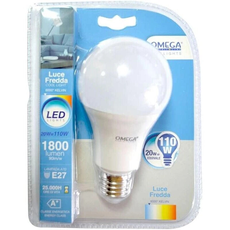 KIT SET 2 PZ MAURY'S LAMPADINA GOCCIA A LED A70 20W 6000K A+ LUCE FREDDA