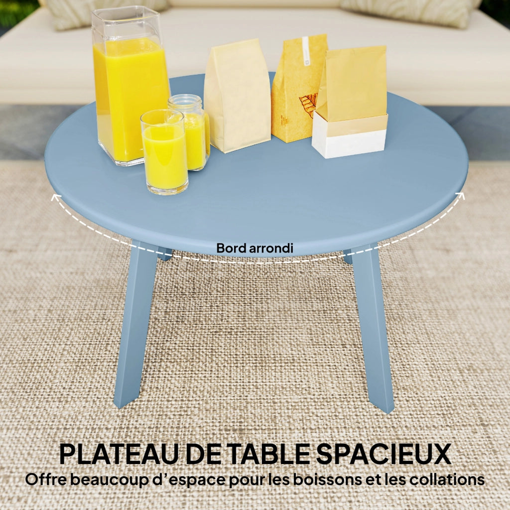 Tavolino rotondo da giardino con patini ¨C zephmum ¨C blu, metallo, ?70x42cm