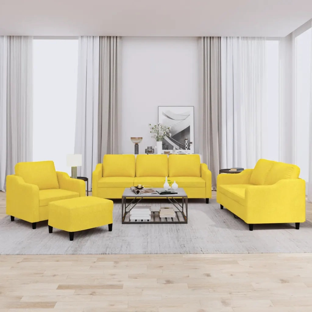 Set di Divani 4 pz con Cuscini Giallo Chiaro in Tessutocod mxl 128113