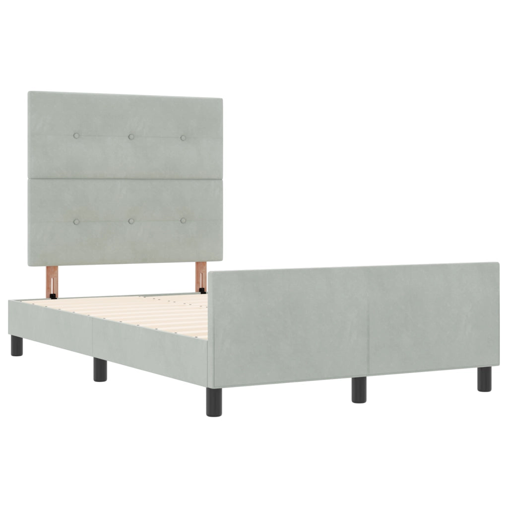 Letto Grigio Chiaro 120x190 cm in Velluto