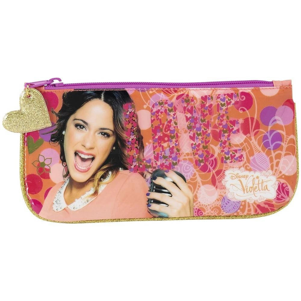 Trade Shop - Bustina Portapenne Porta Penne Violetta Disney Astuccio Con Zip 23x11cm -
