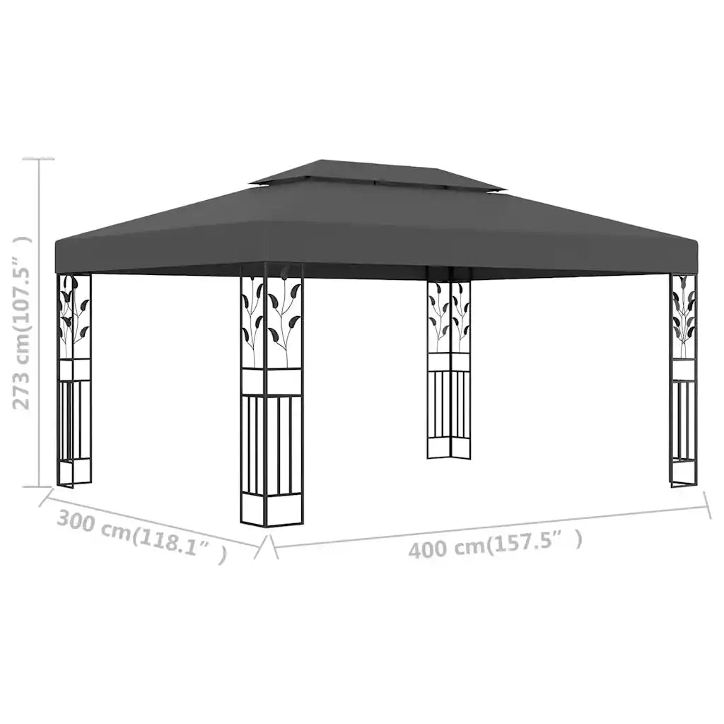Gazebo con Tetto Doppio 3x4 m Antracite 48031