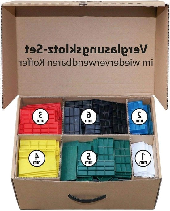 Set di sostegni in plastica 100 x 24 x 1-6 mm - scatola con blocchi di vetratura assortiti - piastre di supporto spaziatura viti per finestre - piastre di compensazione