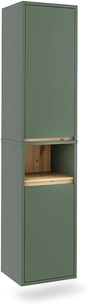 Armadio per il bagno Viola, Verde/Artigianale, 38 x 170 cm con 2 porte