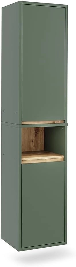 Armadio per il bagno Viola, Verde/Artigianale, 38 x 170 cm con 2 porte