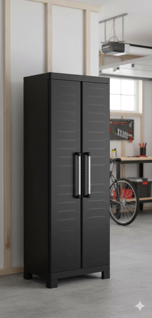 Armadio in Resina 4 Ripiani 65x45x182 cm Keter Detroit Portascope Nero