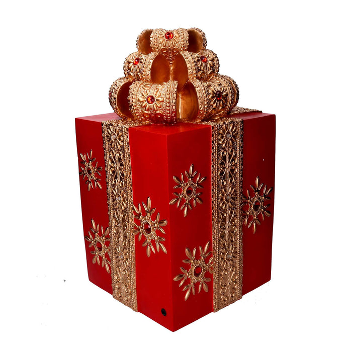 Pacco regalo resina oro e rosso cm 28x28xh50,8