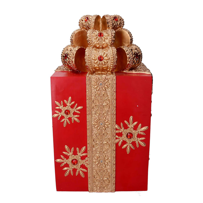 Pacco regalo resina oro e rosso cm 28x28xh50,8
